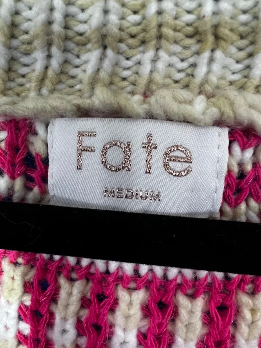 |•FATE•| Cute Pink White & Tan Cardigan Sweater Size Medium